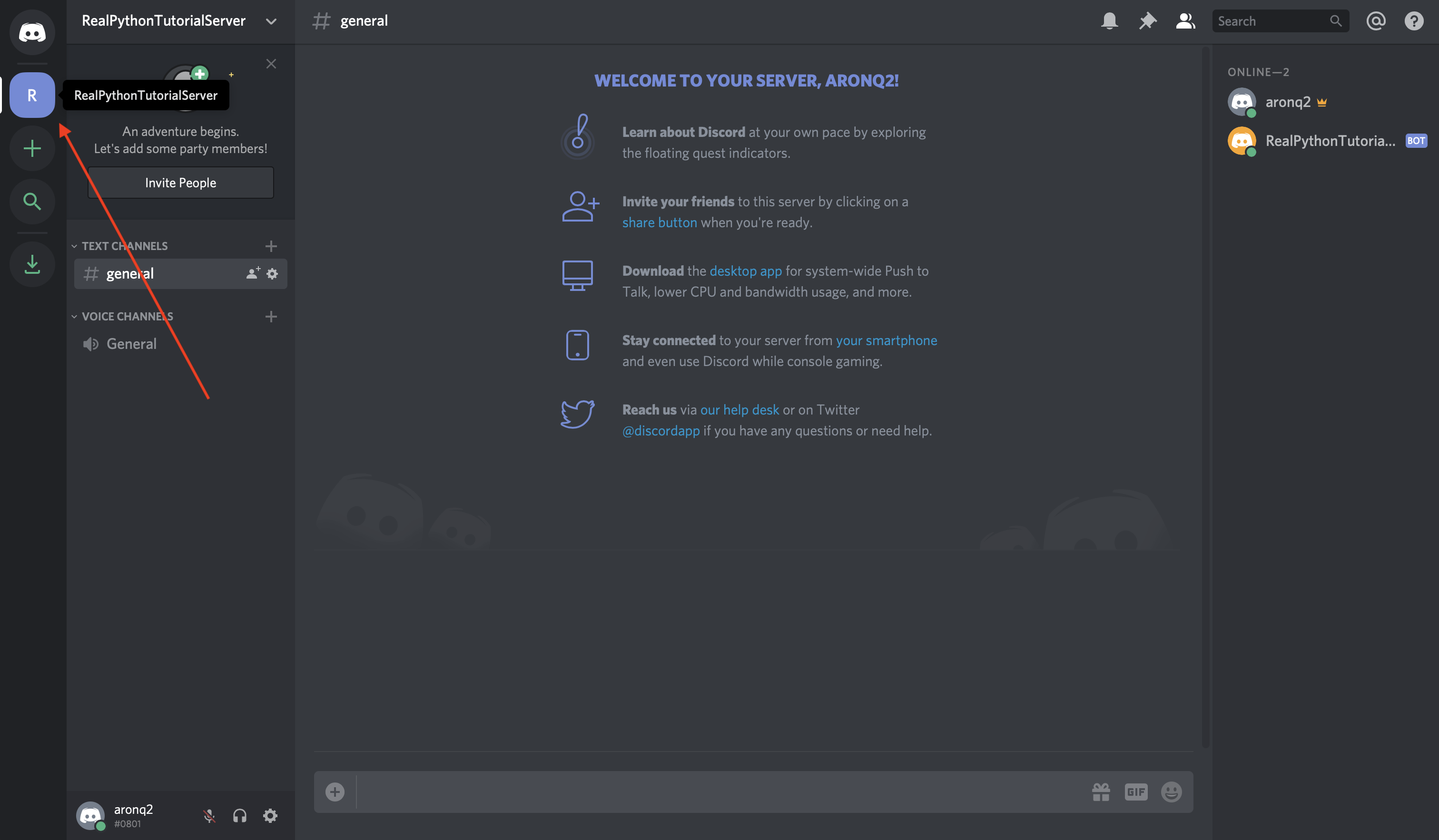 Discord: Navigate to Server