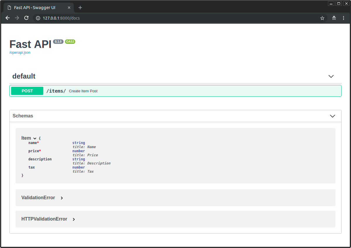 JSON Schema for pydantic models is included in API docs UI