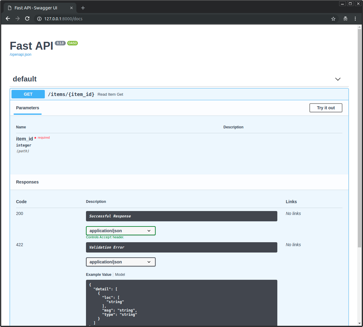 Interactive API docs for path operations