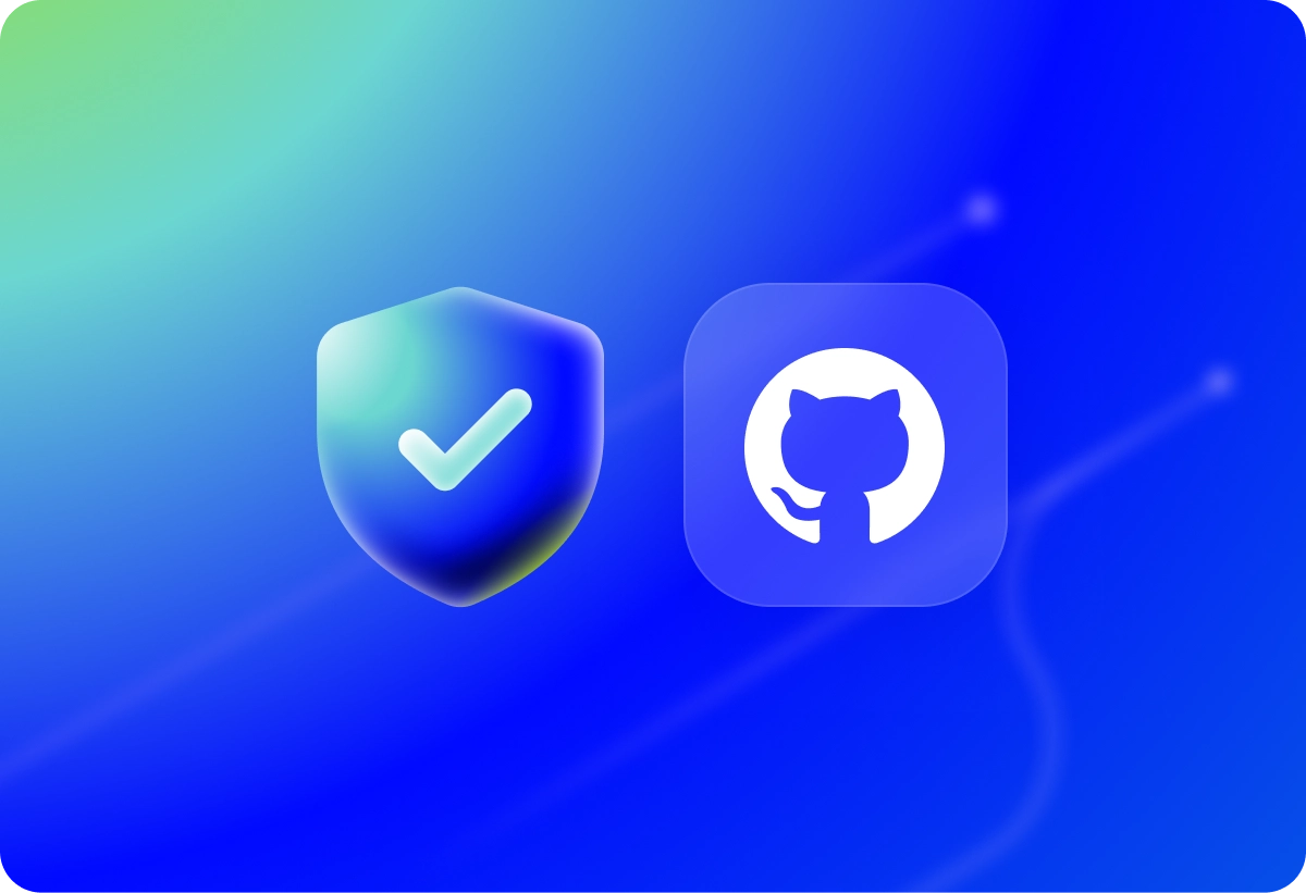 Shield with checkmark and GitHub logo