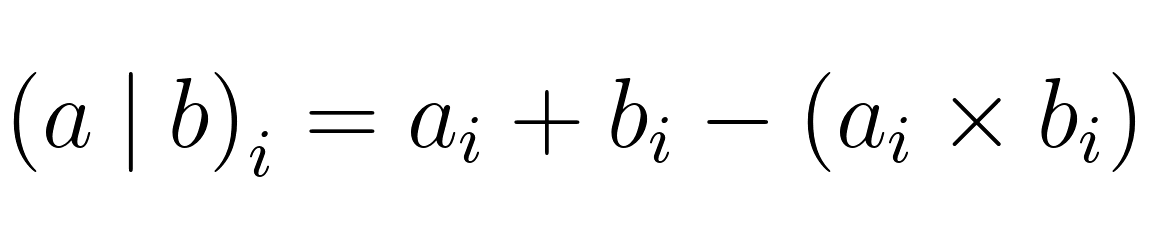 The arithmetic formula for the bitwise OR operator