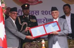 तत्कालीन प्रधानमन्त्री केपी ओली र गृहमन्त्री रमेश लेखक