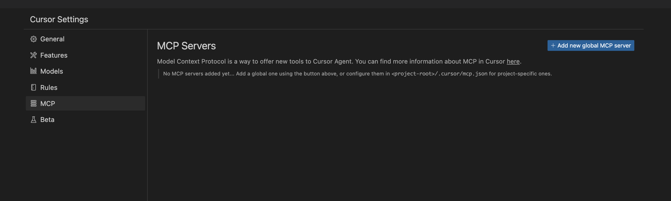 Cursor MCP Settings