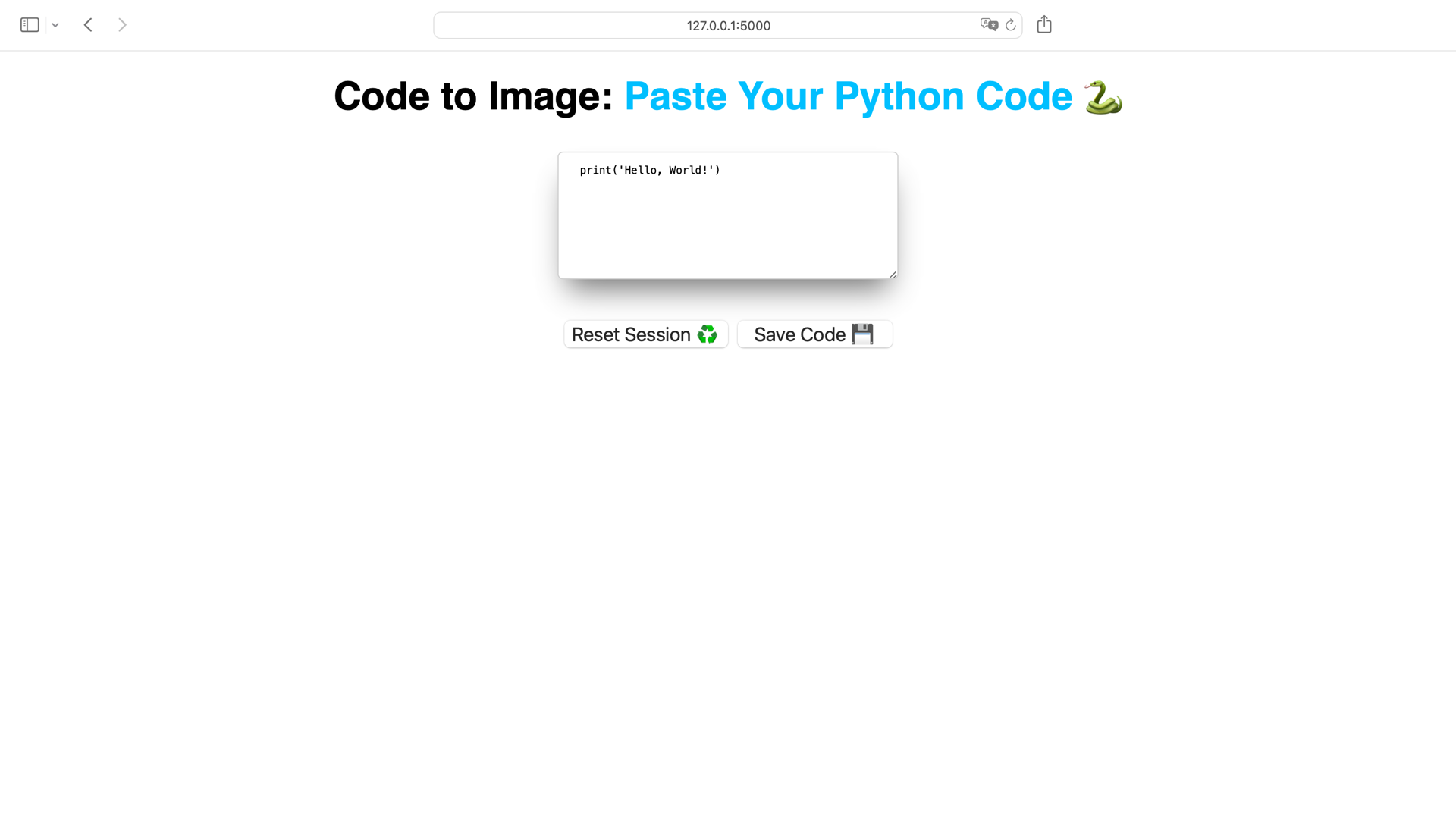 Code to Image Generator with styled input field