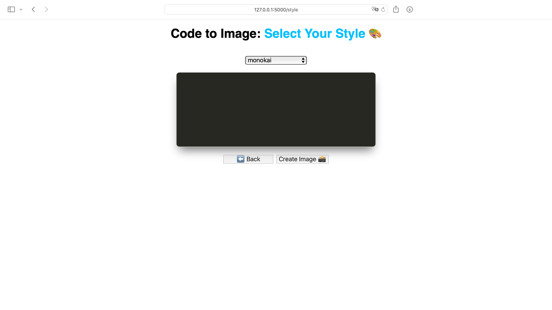 Code to Image Generator with empty code field