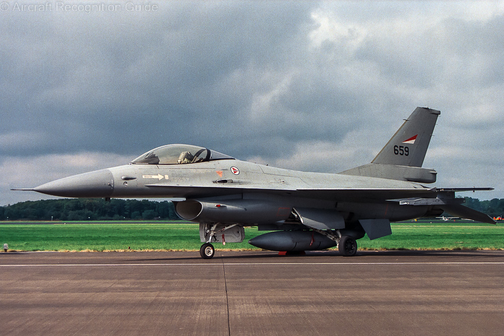 On this photo of a Block 15 F-16A you can notice that the blade antenna in front of the nose gear is gone, being replaced by two under the nose (at the cone attachment). The other features are not clearly visible. Image