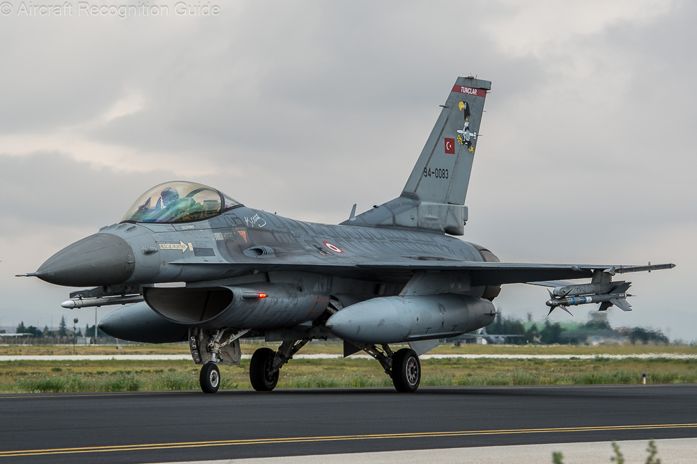 This is an F-16C with four narrow IFF antennas in front of the canopy, so one after the CCIP upgrade. Image