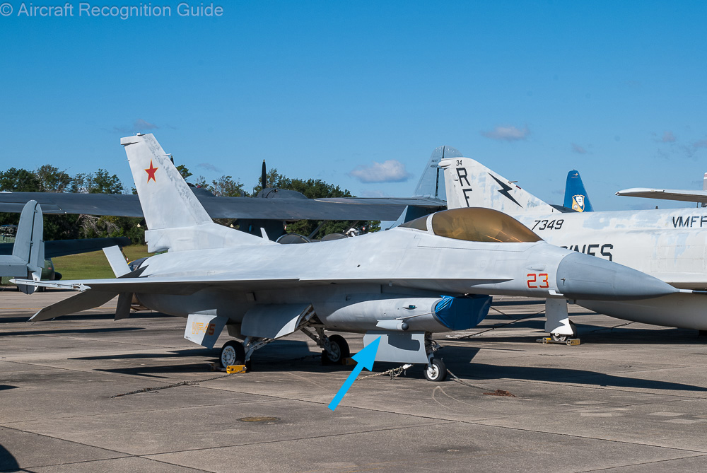 The F-16N was used as 'enemy' aircraft for training US Navy pilots. From the outside they are the same as the F-16C Block 30 except for the RWR at the right side of the air intake. Image