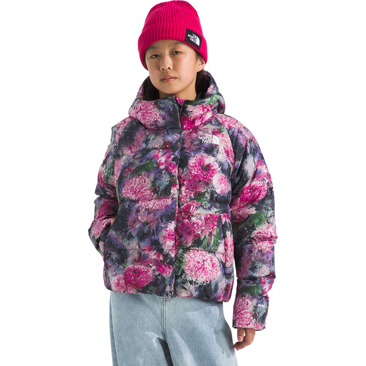 The North Face North Print Down Hooded Jacket - Girls