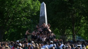 CAP-L-USNA-HERNDONCLIMB-p16thumb May 13, 2026: The Naval Academy Class of 2029 are “Plebes no more!” after completing the Herndon Monument Climb with a time of 2:17:36. (Paul W. Gillespie/Staff)