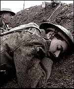 Soldier being bombarded