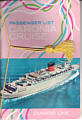 1962 Summer Mediterranean Cruise Passenger List Cover