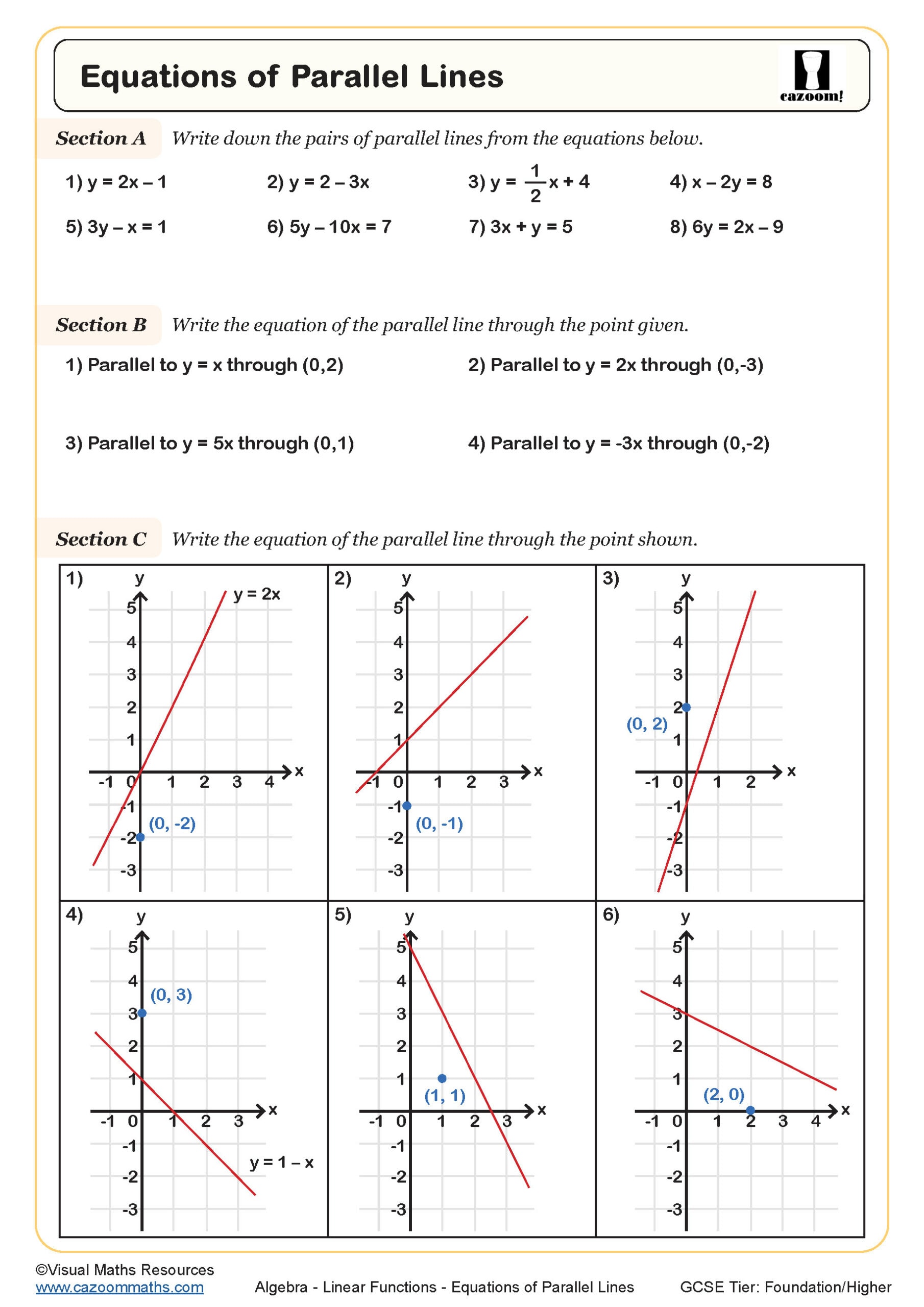 Preview of Equations of Parallel Lines