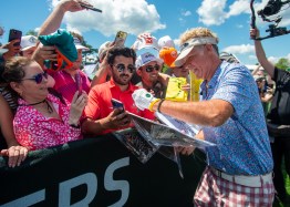 Travelers Will Ferrell Lonnie "The Hawk" Hawkins, played by Will Ferrell, signs autographs during the 2026 Travelers Championship Celebrity Pro-am at TPC River Highlands in Cromwell on Wednesday, June 24, 2026. (Aaron Flaum/Hartford Courant)