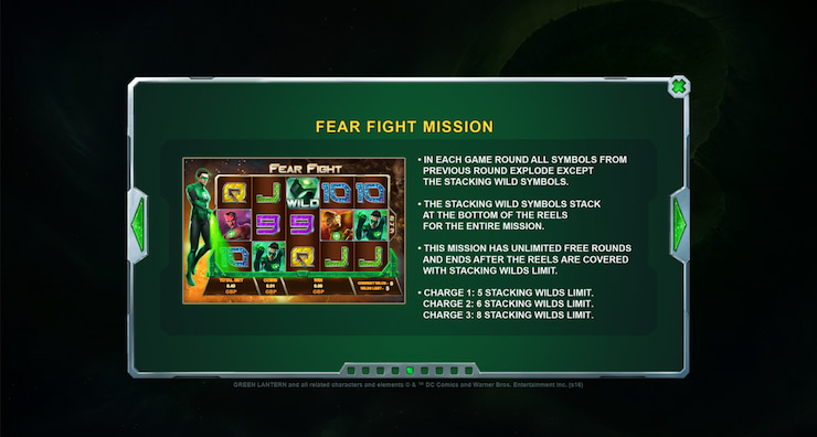 A screengrab from the info menu of a slot, showing the Mission feature that Playtech is known for.