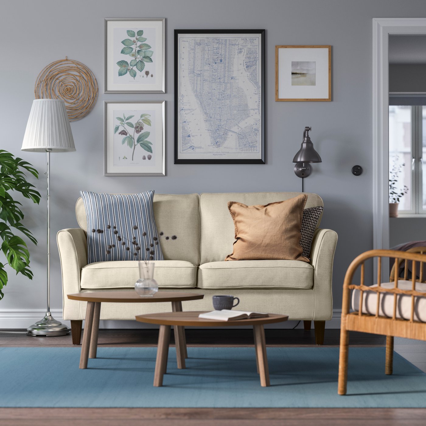 A Kilanda light beige EKHOLMA 2-seat sofa in the living room
