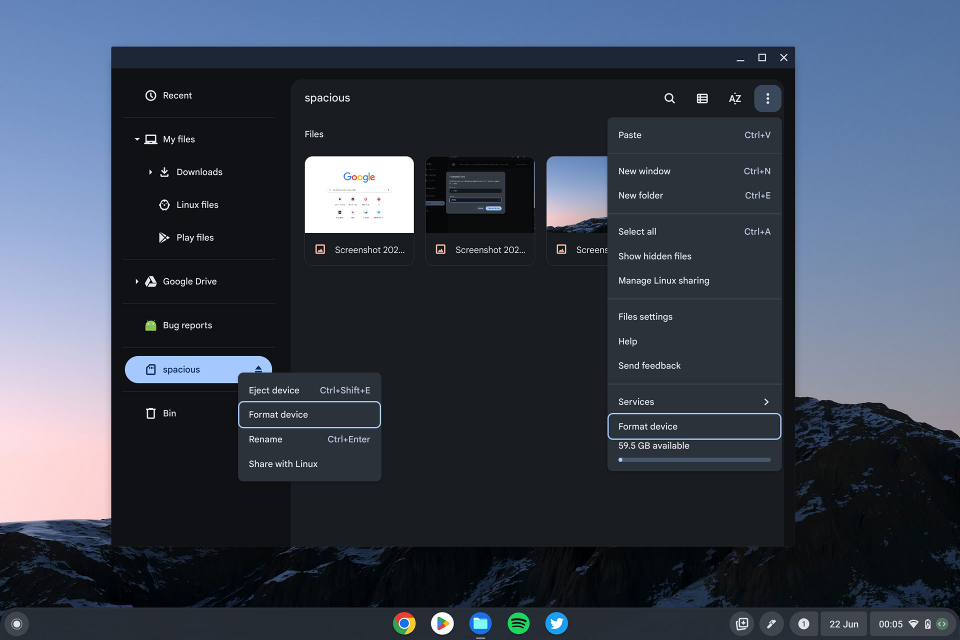 format sd card chromebook