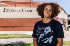 SUT-L-JCC-DISPUTE-003 Caitlin Radigan, chair of the county Juvenile Justice Commission, poses outside outside Juvenile Court in San Diego on Saturday, July 18, 2026. (Kristian Carreon / The San Diego Union-Tribune)
