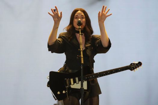 sut-l-music-stvincent-0724_0202bb St. Vincent will perform Aug. 1 with the San Diego Symphony at The Rady Shell at Jacobs Park. She is shown here on stage at the 2024 Corona Capital music festival in Mexico City. (Eduardo Verdugo / AP)