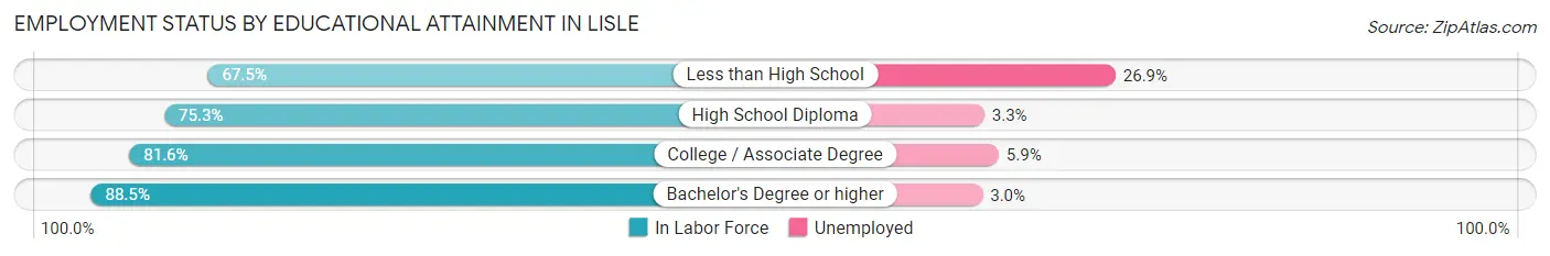 Employment Status by Educational Attainment in Lisle