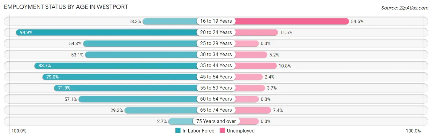 Employment Status by Age in Westport
