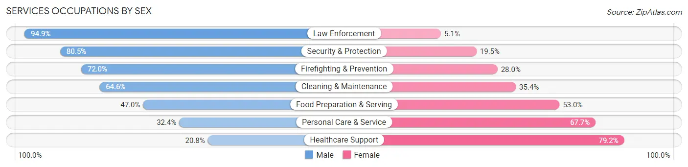 Services Occupations by Sex in Knoxville
