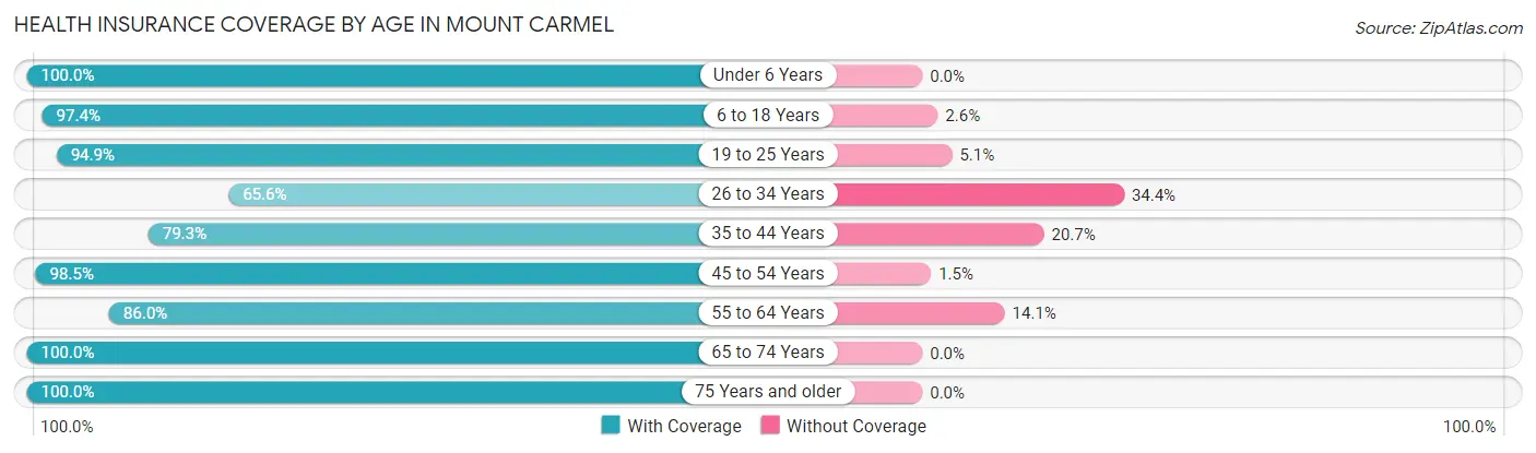 Health Insurance Coverage by Age in Mount Carmel