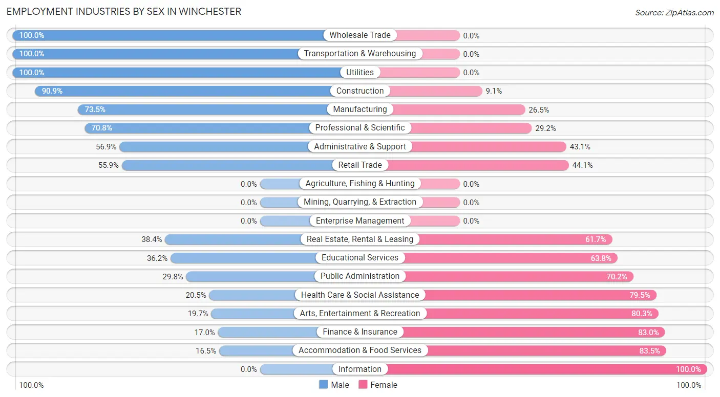 Employment Industries by Sex in Winchester
