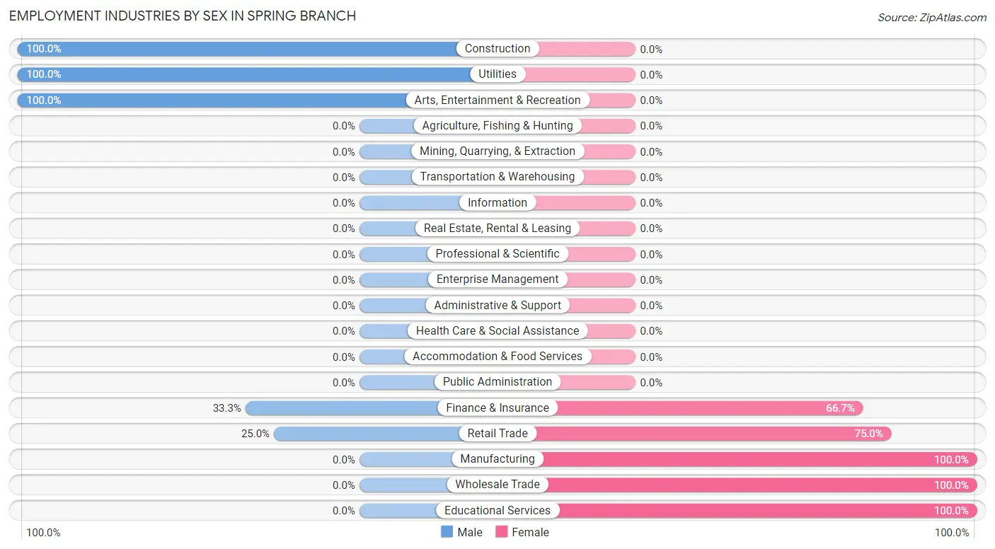 Employment Industries by Sex in Spring Branch