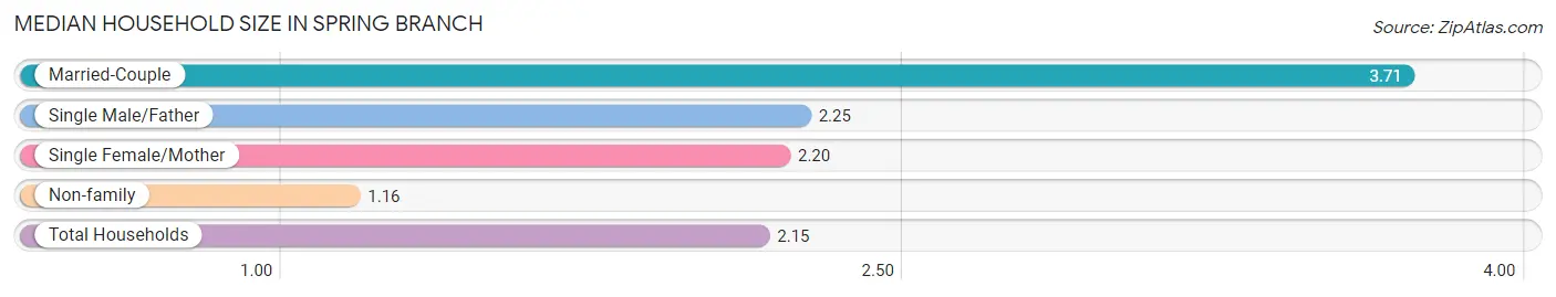 Median Household Size in Spring Branch