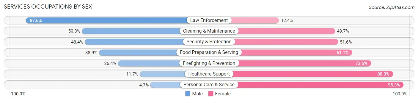 Services Occupations by Sex in Madison County