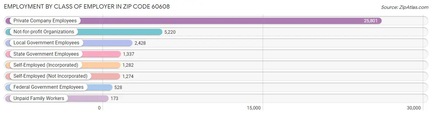 Employment by Class of Employer in Zip Code 60608