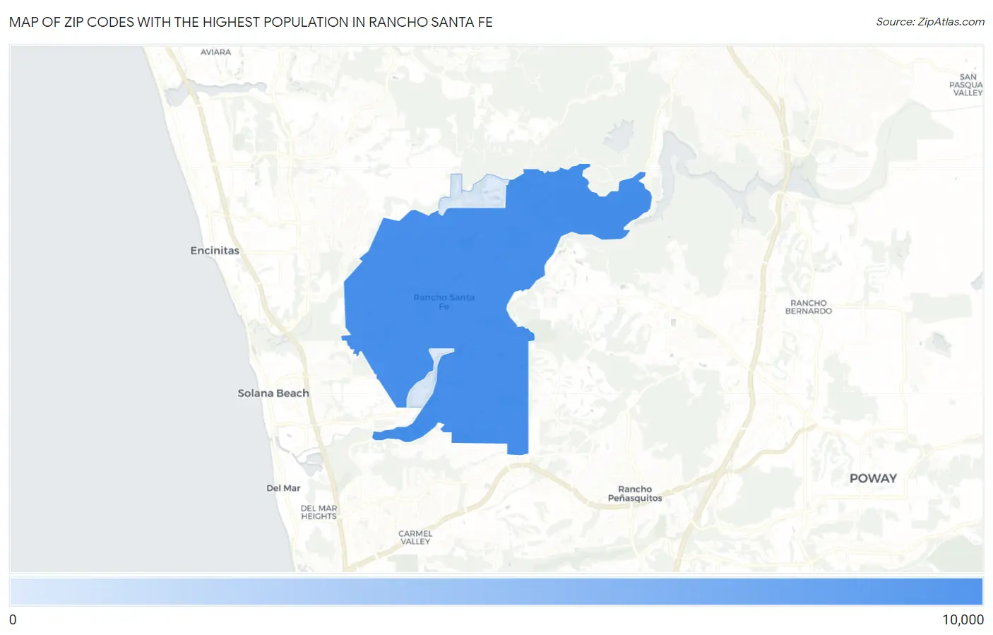 Zip Codes with the Highest Population in Rancho Santa Fe Map